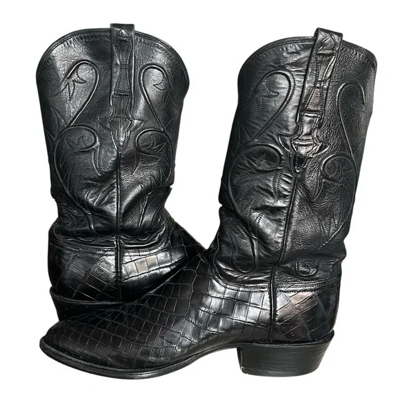 Lucchese | Shoes | Lucchese Black Leather Cowboy Boots  display picture 3